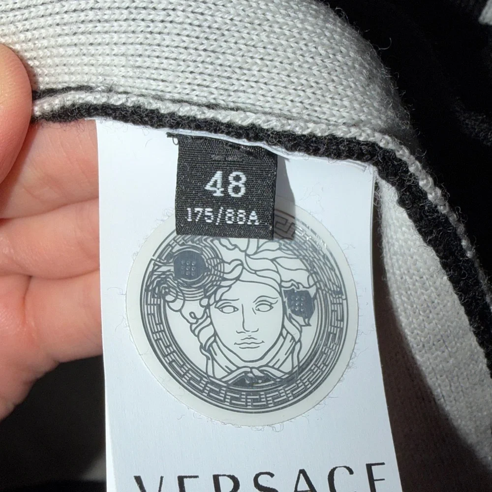 Authentic versace knit sweater institutional logo jacquard wool